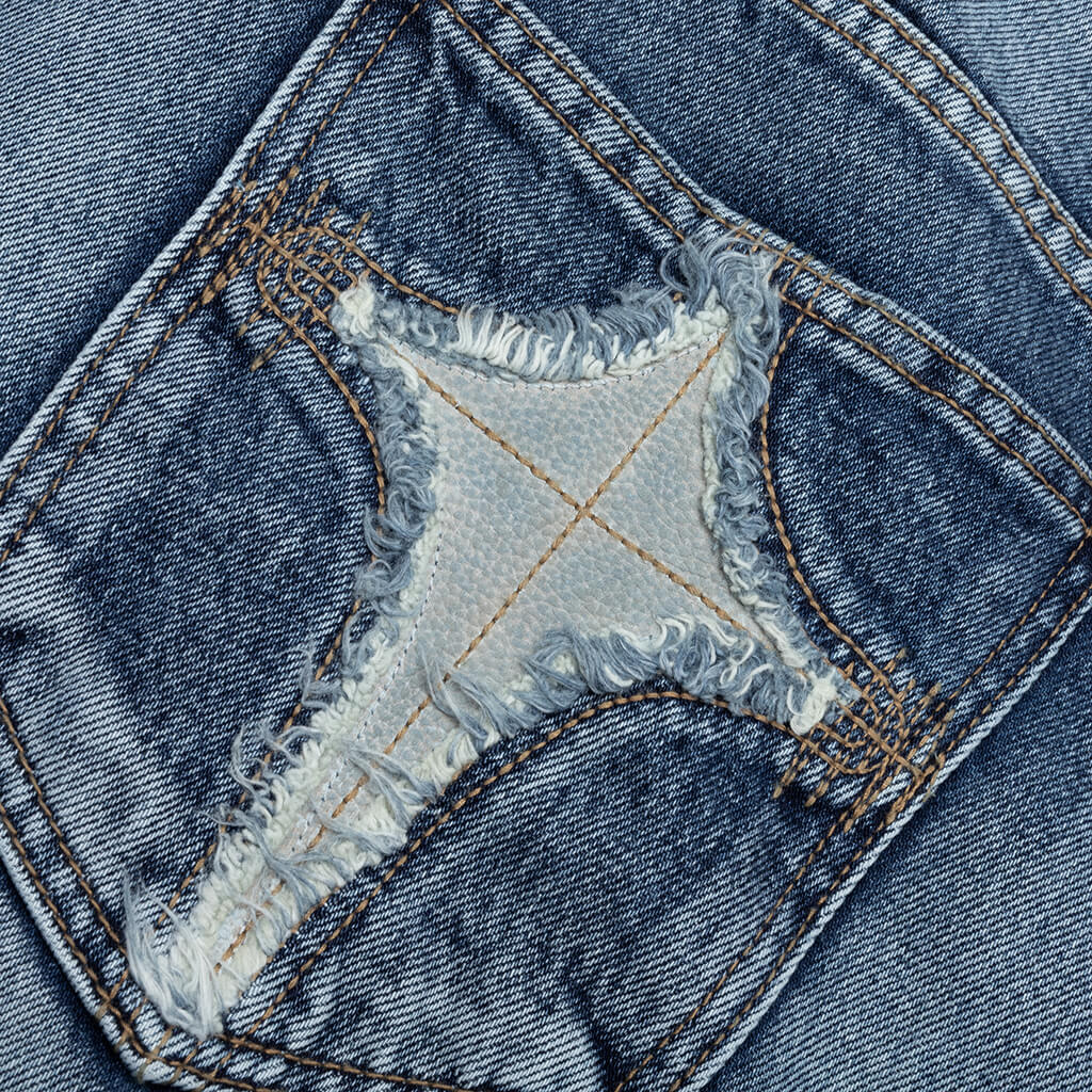 Bone Leather Denim Pants Blue