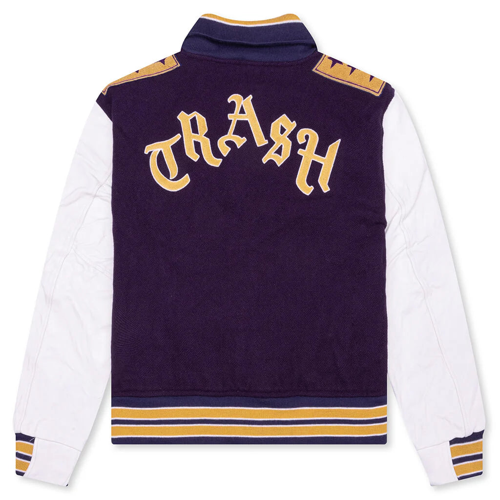 Wool Melton Lettered Jacket Purple