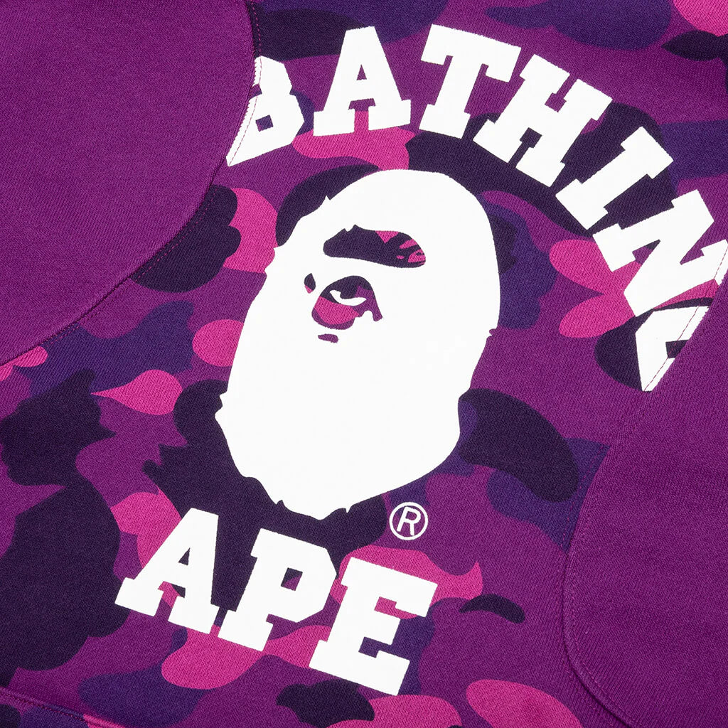 Color Camo College Cutting Relaxed Fit Hoodie Purple