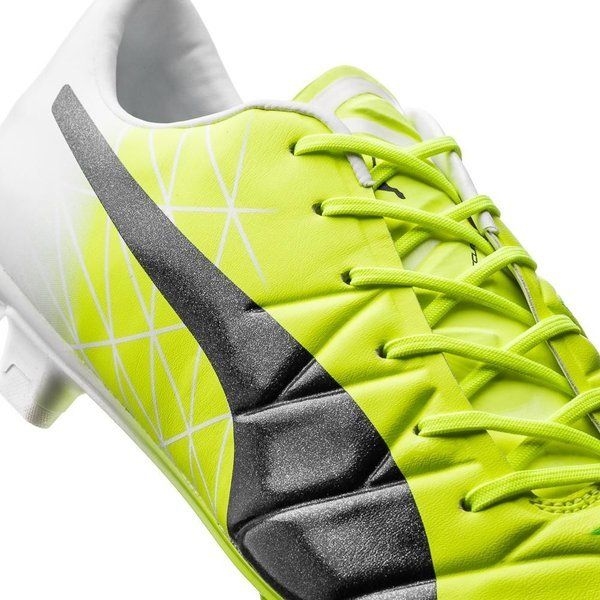 PUMA Evoaccuracy 1 FG Firm Ground Soccer Cleats Fluo Yellow Peacoat White
