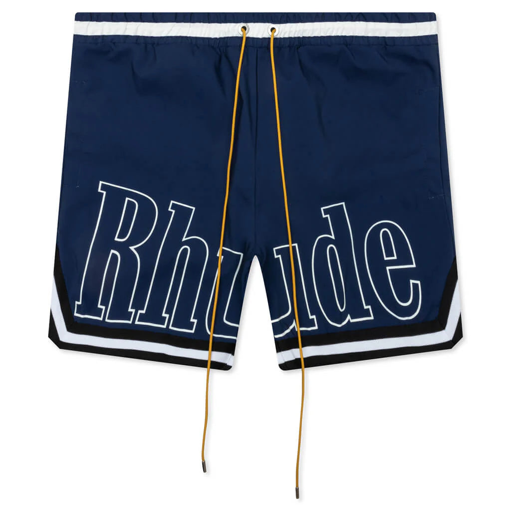 Basketball Logo Swim Short Blue Black White