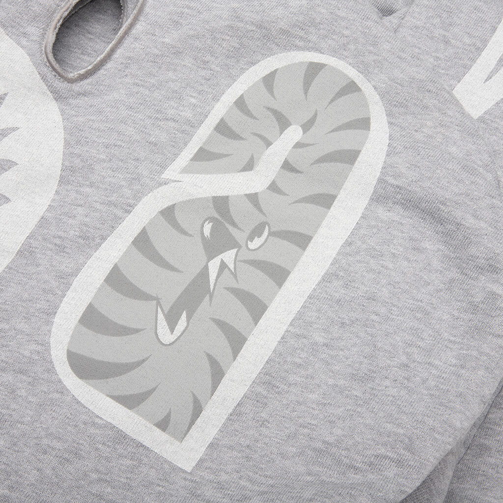 Skeleton Shark Heavy Washed Cropped Fit Full Zip Hoodie Gray