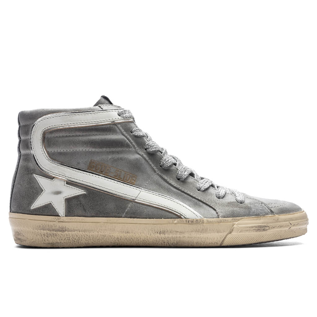 Slide Wax Suede Sneaker Mud White Black Silver