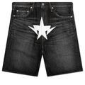 Twin STA Relaxed Fit Denim Shorts Black