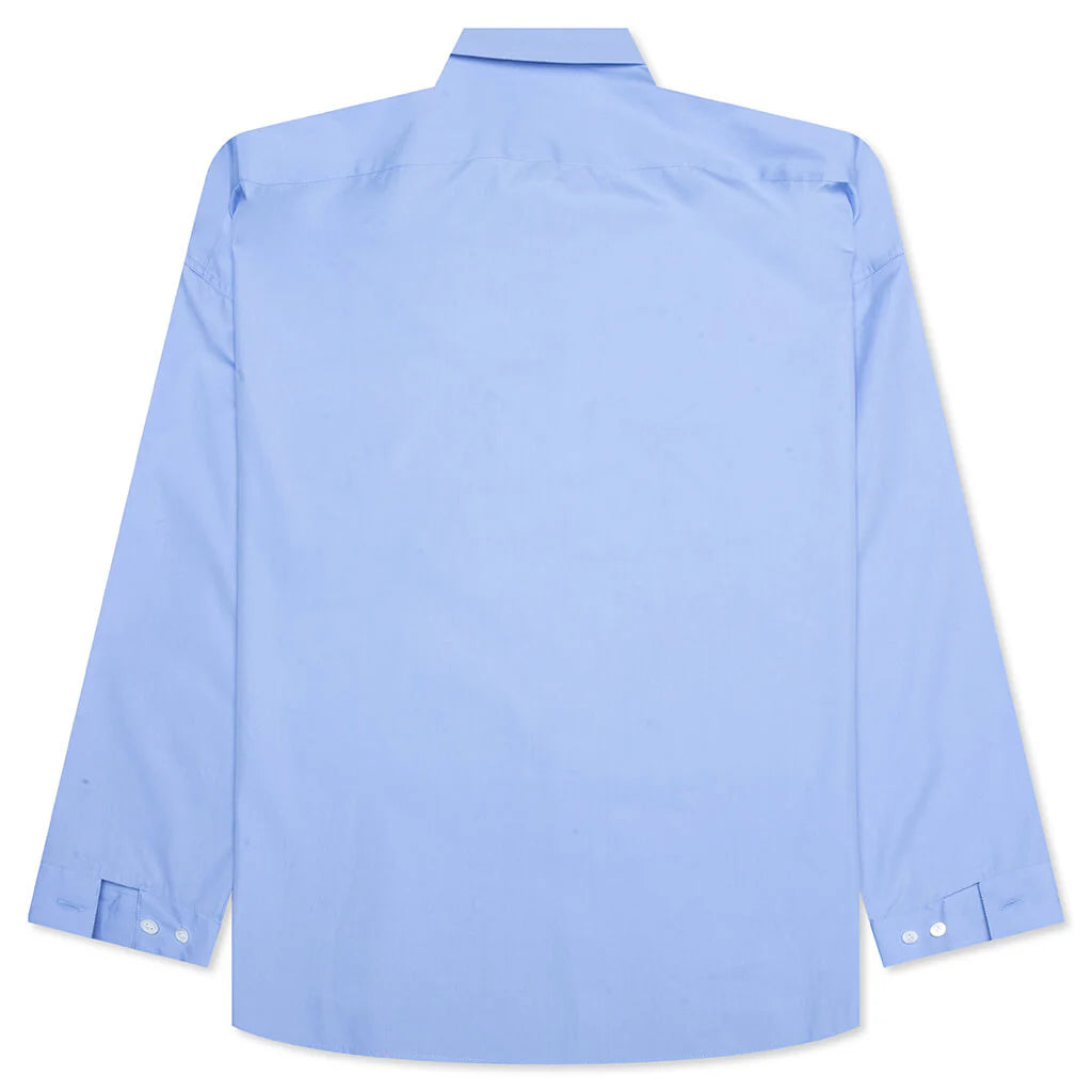 Light Blue Organic Poplin Shirt With Peeping Logo Iris Blue