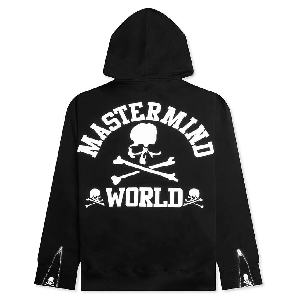 Zip Skull Knitted Hoodie Black