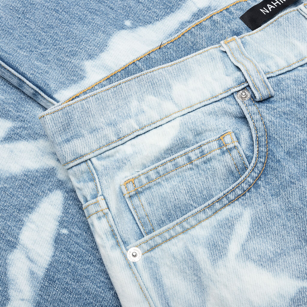 Patterned Bleach Baggy Jeans Light Wash