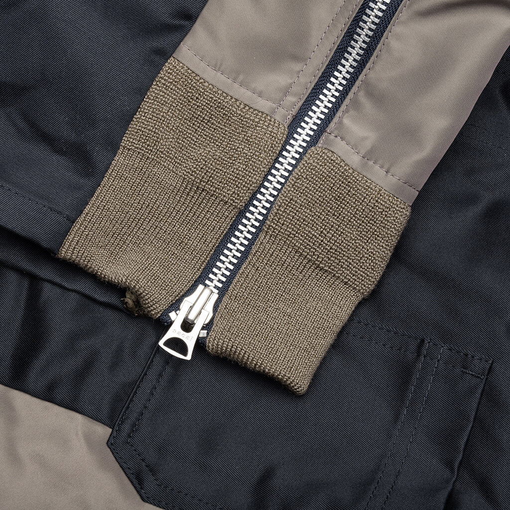 Cotton Chino x Nylon Twill Blouson Navy Taupe