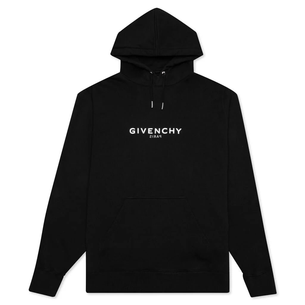 Classic Fit Hoodie w Reverse Print Black