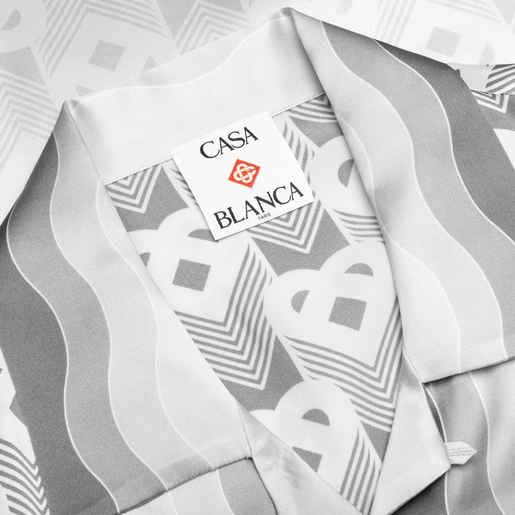 Gradient Heart Monogram S S Cuban Collar Shirt Grey