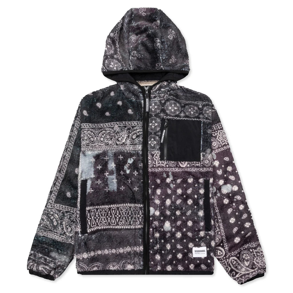 Bandana Pattern Fleece Jacket Black