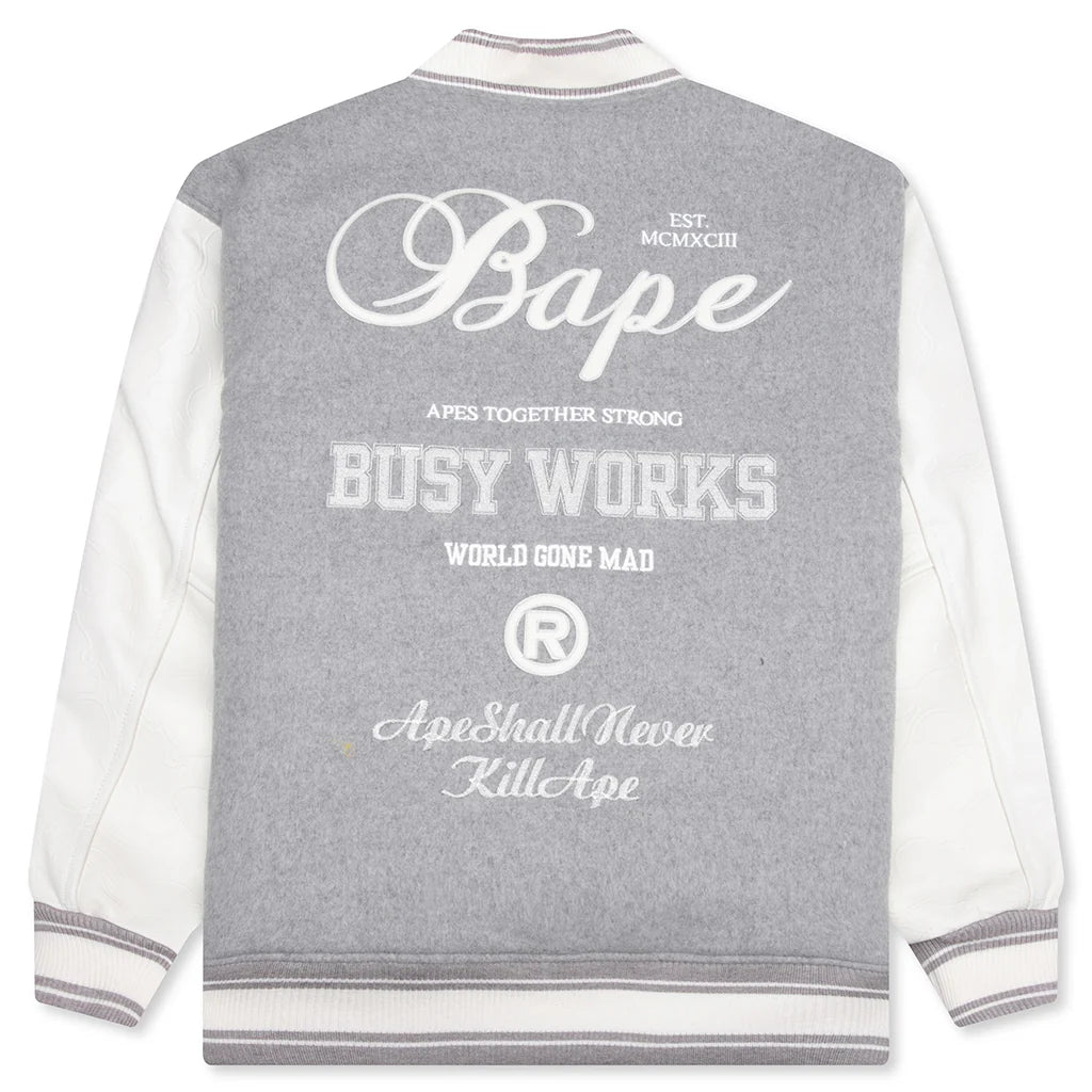 Bape Varsity Jacket Grey