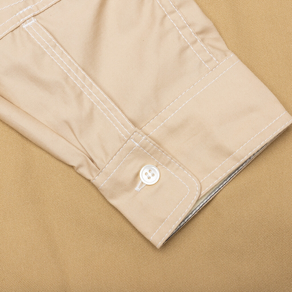 Two Tone Button Up Shirt Beige